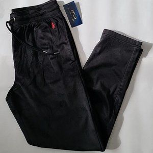 Polo Ralph Lauren men's velour joggers lounge pants Pony Logo Size M L XL Black